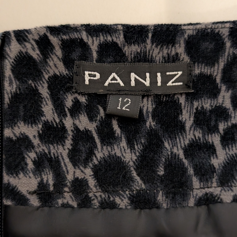 Paniz Black and Gray Leopard Print Pencil Skirt - Picture 6 of 8